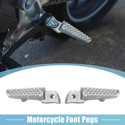 Pair 8mm Aluminium Alloy Motorcycle Footrest Footpeg for Bike Cycling Silver Tone
