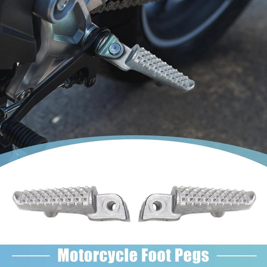 Pair 8mm Aluminium Alloy Motorcycle Footrest Footpeg for Bike Cycling Silver Tone