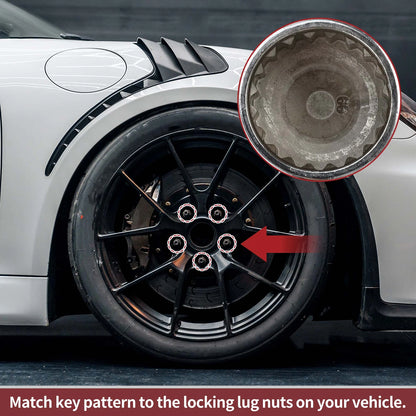 1 x Wheel Lock Lug Nut 20 Teeth Anti-theft Key Socket for Porsche Cayenne