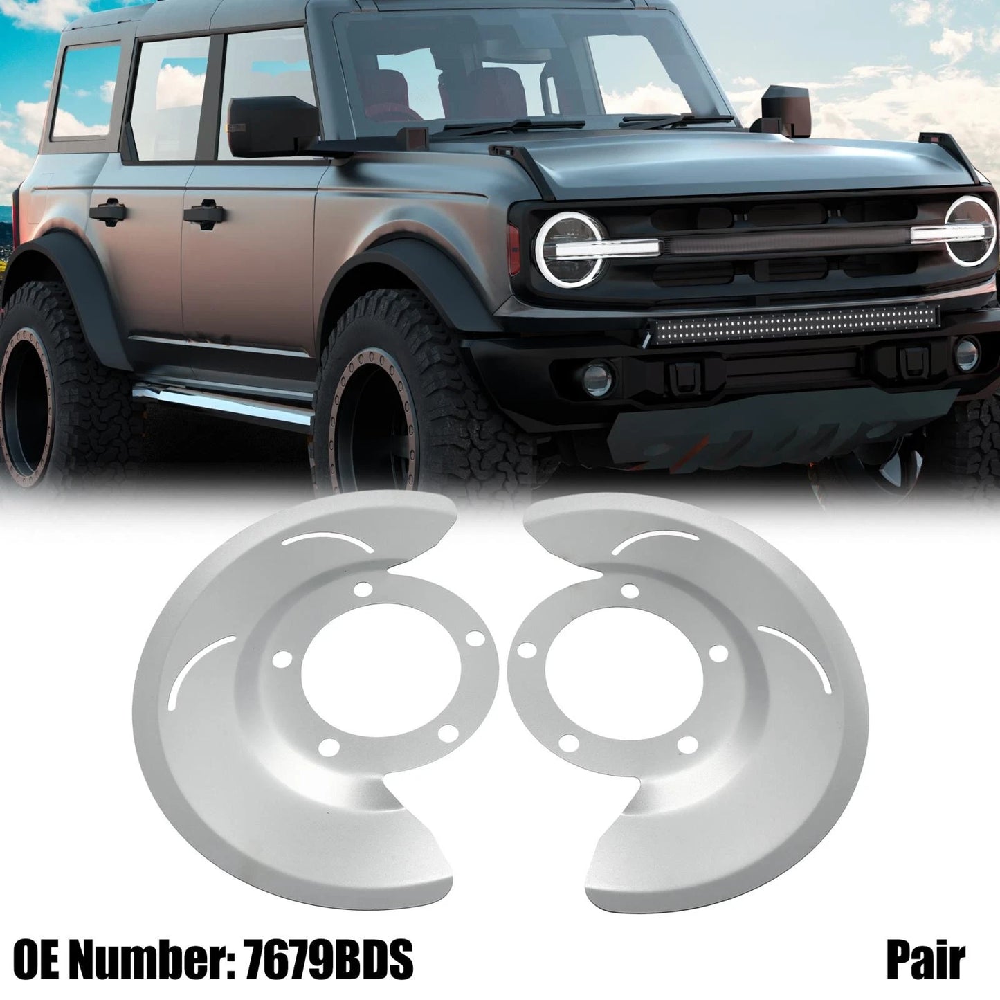 Front Disc Brake Dust Shields 2 x Silver Tone for Ford F-150 (1976-1979)