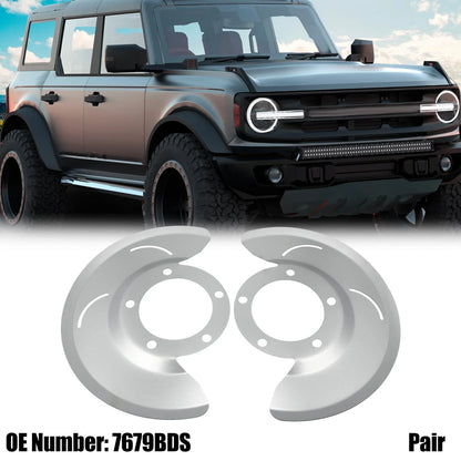 Front Disc Brake Dust Shields 2 x Silver Tone for Ford F-150 (1976-1979)