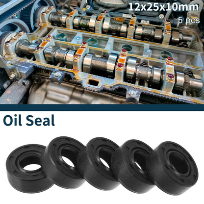 Oil Seal / 12x25x10mm / NBR Black Rotary Shaft Seal 5Pcs for Make Model