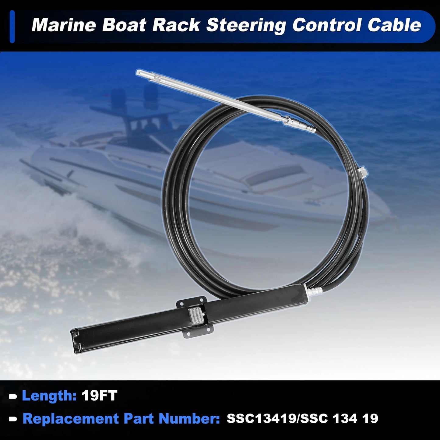 Steering Control Cable 19 Ft for Marine Boat