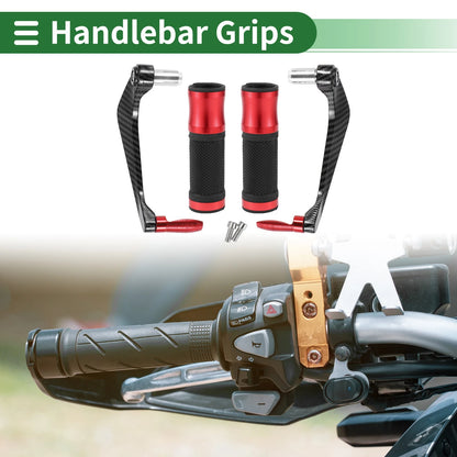 7/8" 22mm Hand Grips Cover Kit Aluminum Alloy Red Rhombus Pattern for Make Model
