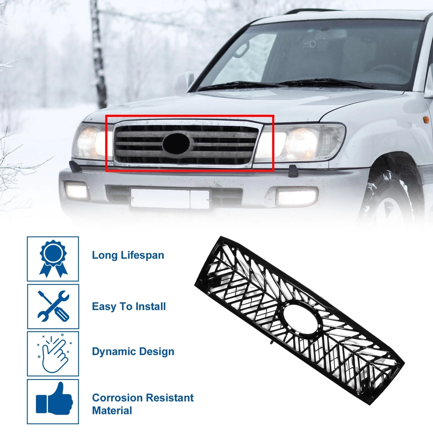 Front Upper Bumper Grille for Toyota Land Cruiser (2005-2007)
