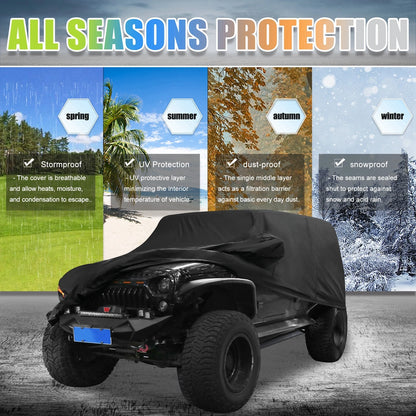 SUV Car Cover for Jeep Wrangler JK JL 4 Door 2007-2021 Waterproof UV Protection