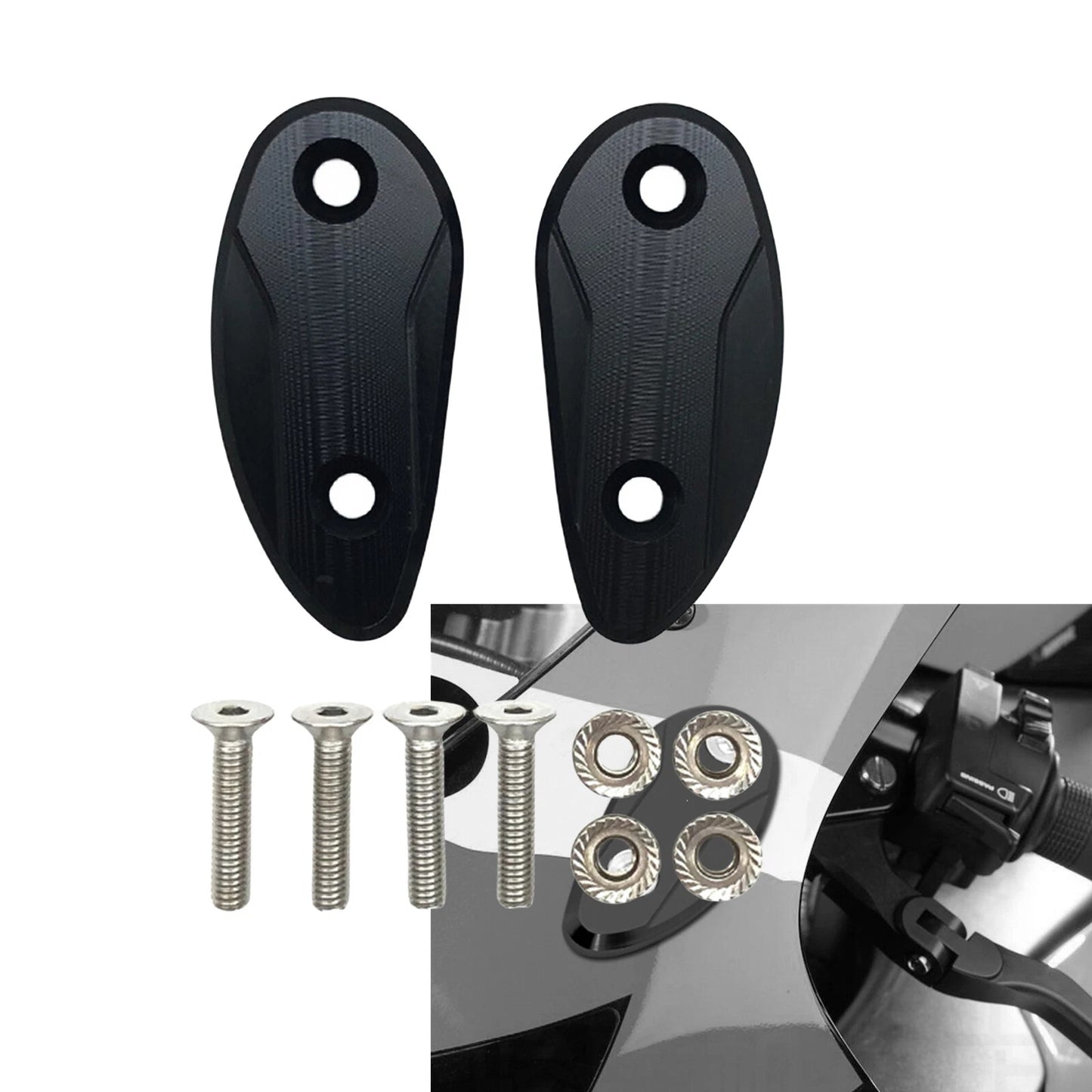 Rearview Mirror Block Off Base Plates for Honda CBR1000RR (2020-2023) Black