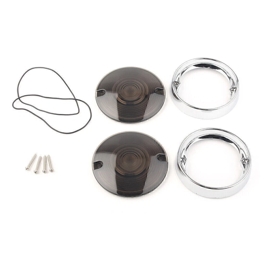 Smoke Lens Turn Signal Bezels & Trim Rings for Harley Touring Road King (2009-2023)