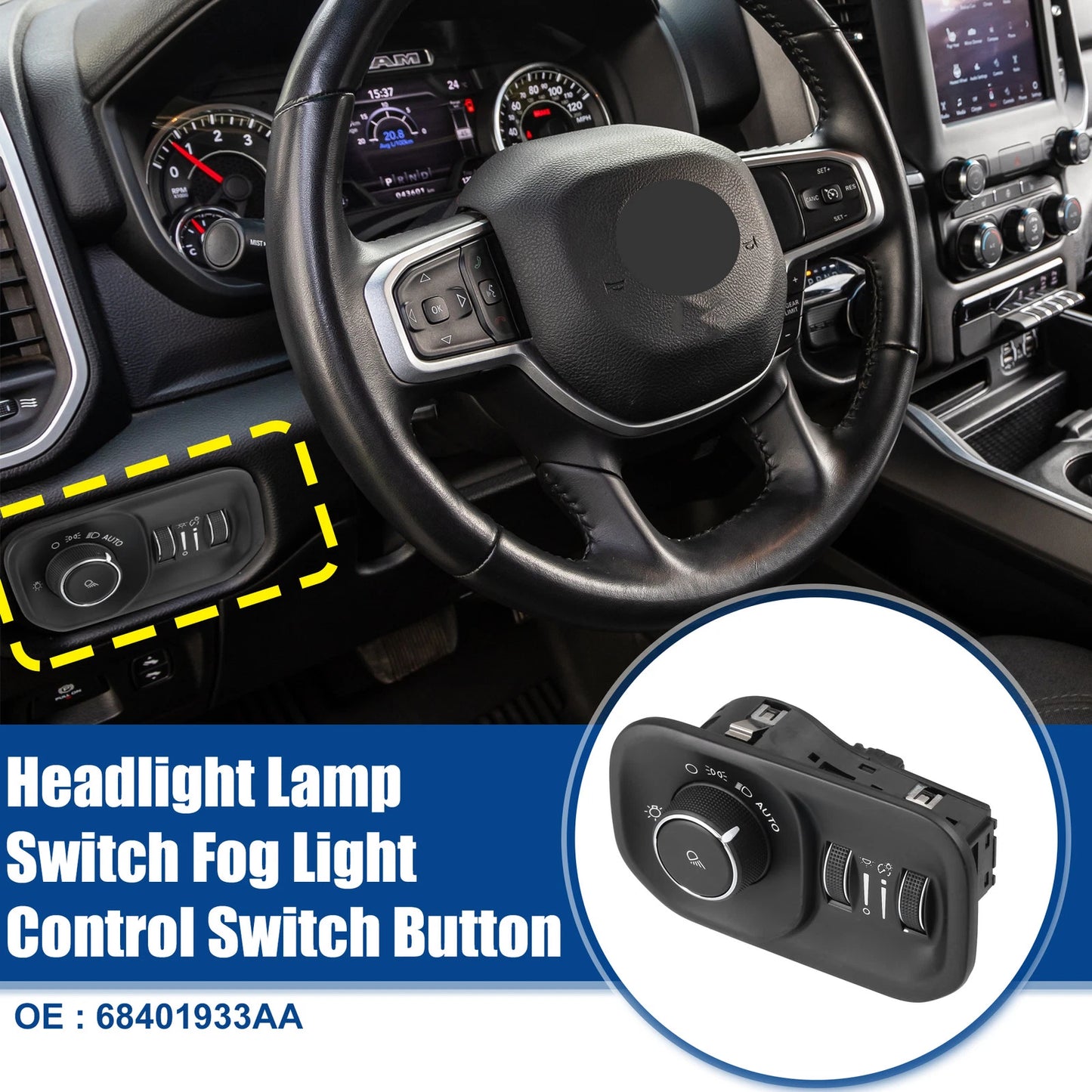 Headlight Lamp Switch Button for Dodge RAM 1500 2500 3500 No.68401933AA