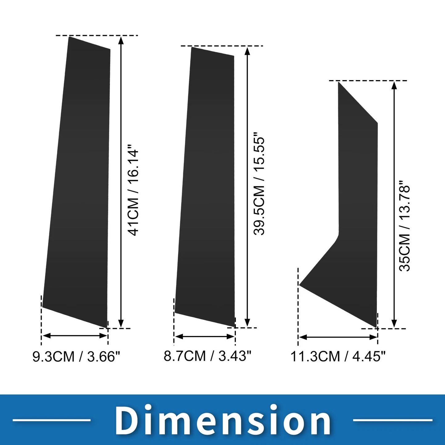 6pcs Door Pillar Window Trim for Ford Mondeo Fusion (2013-2020) Black