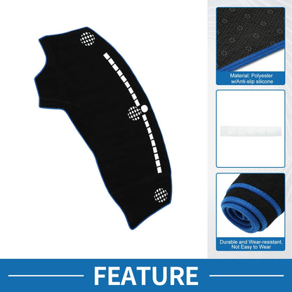 Dash Cover Mat for Dodge Challenger (2015-2024) Black/Blue