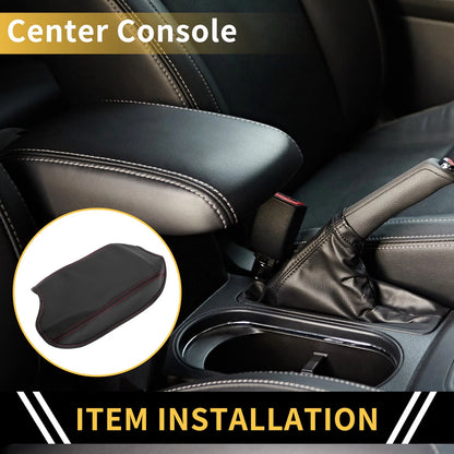 Center Console Cover for Ford Ranger Microfiber Leather Black