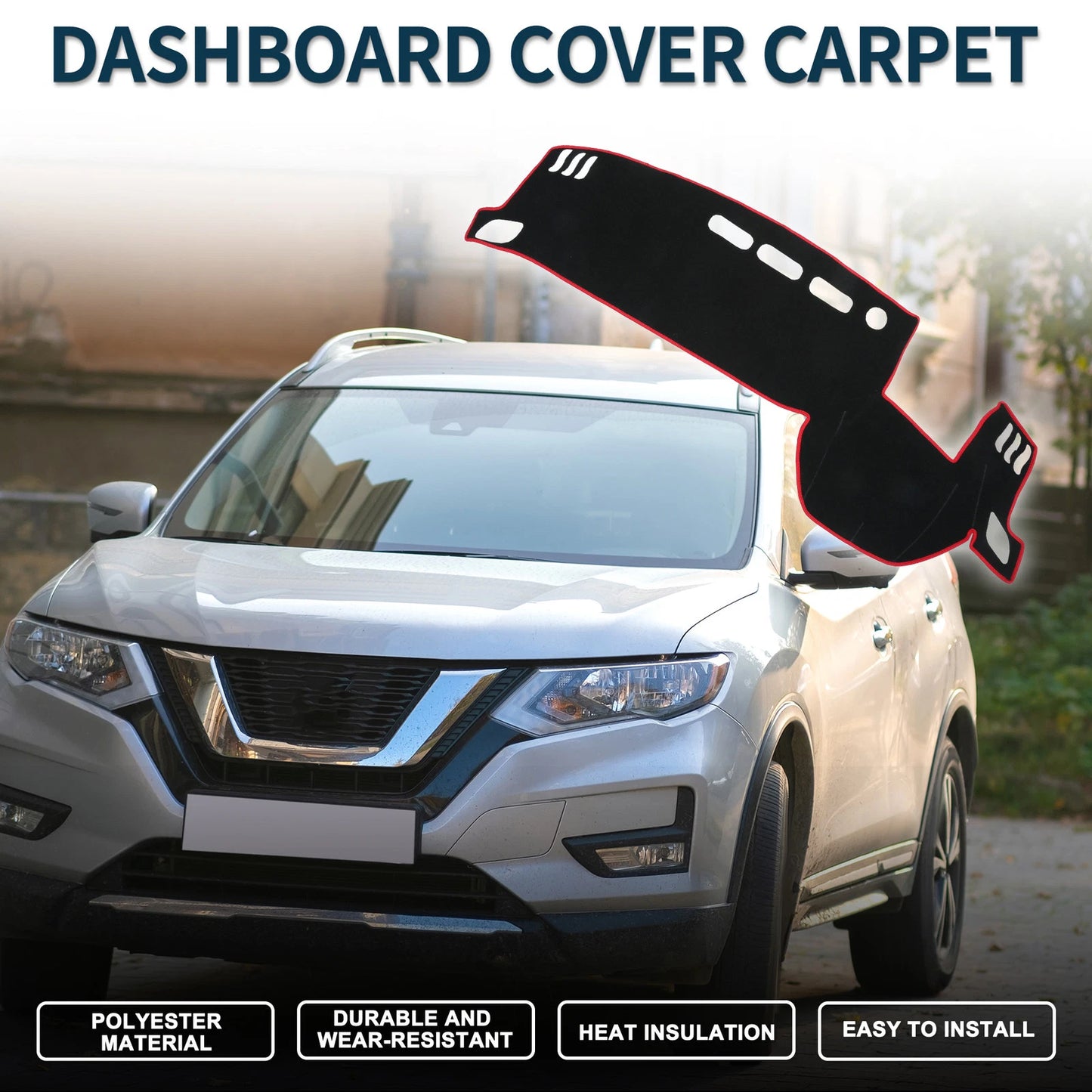 Dashboard Cover Mat for Nissan X-Trail T33 (2022-2024) Black Red 1 Set