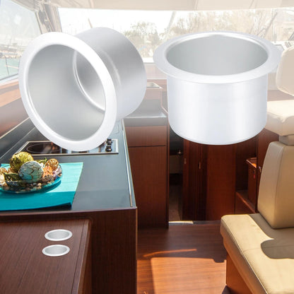 Aluminum Alloy Cup Drink Holder Matte Silver Tone for Marine Boats RVs