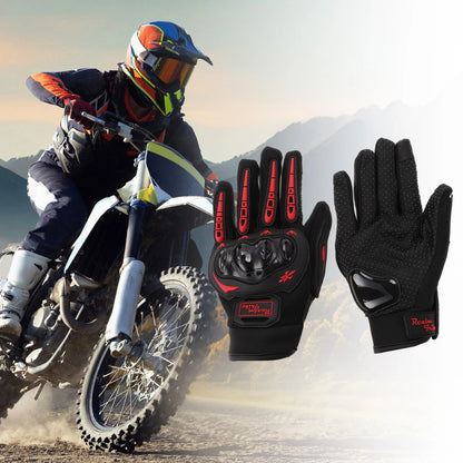 M 1Pair Motorcycle Gloves Breathable Full Finger Nylon Outdoor Red