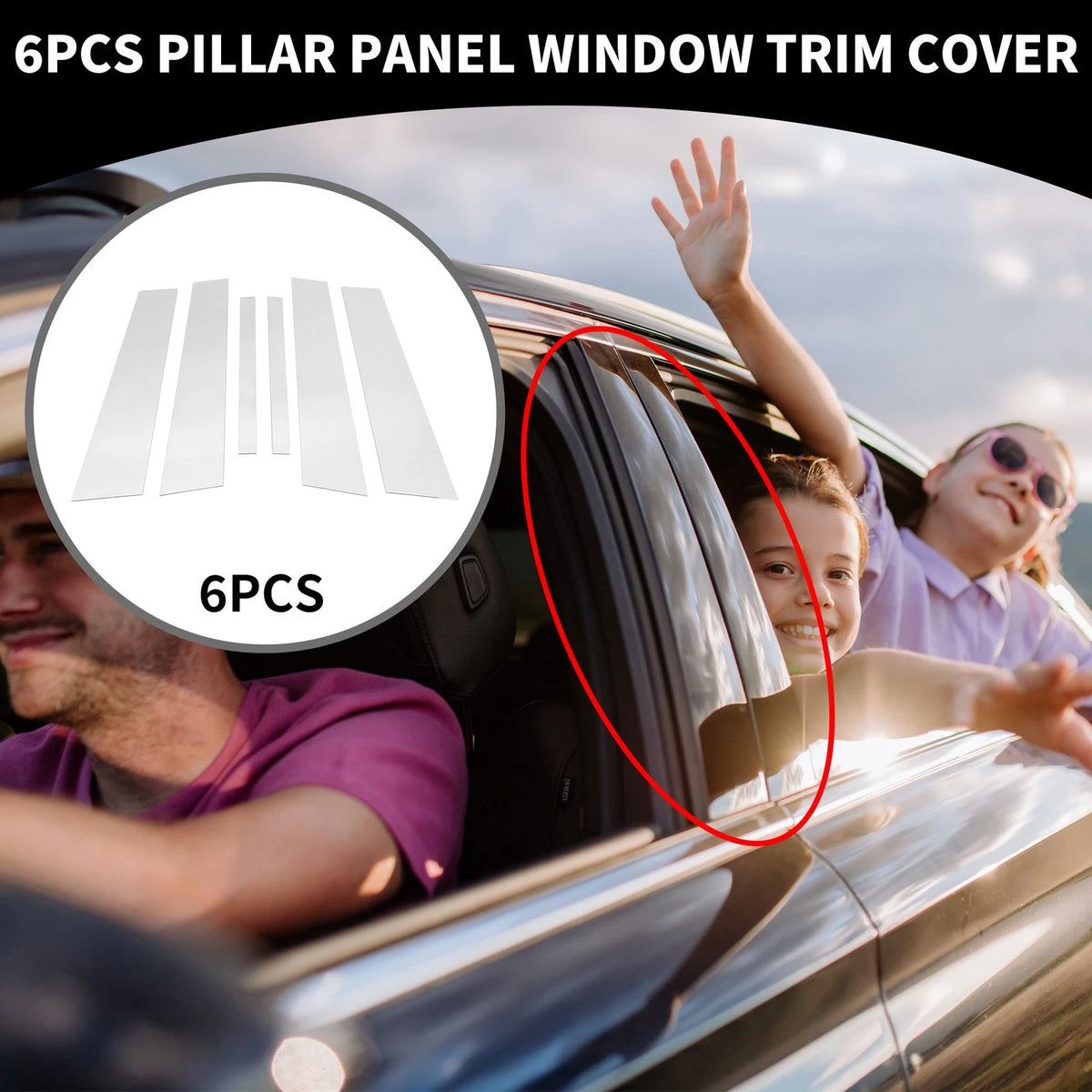6 Pcs Car Pillar Window Trim for BMW 3 Series E90 Sedan Chrome Silver Tone