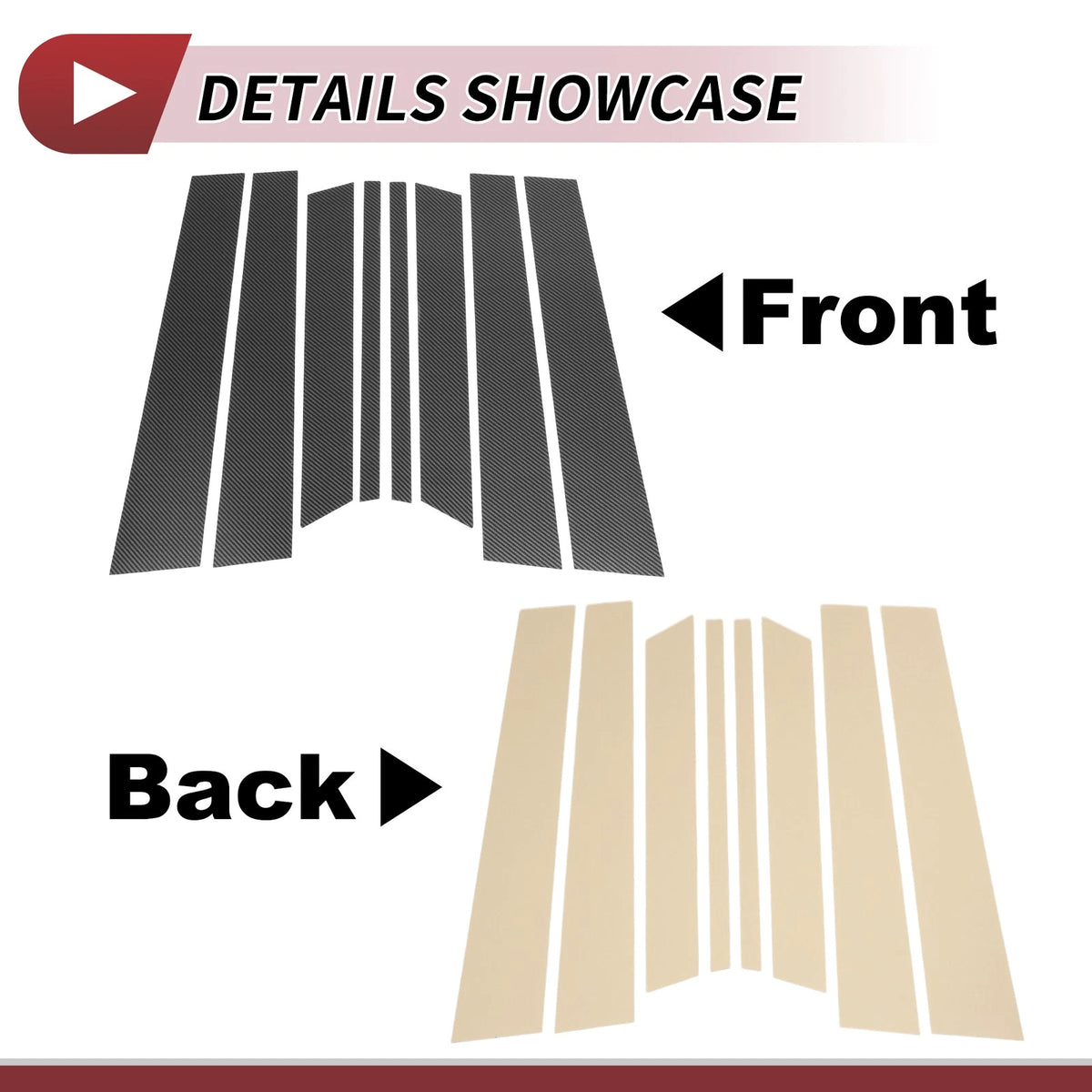 8 Pcs Door Pillar Window Trim for Ford Territory Carbon Fiber (2004-2016)