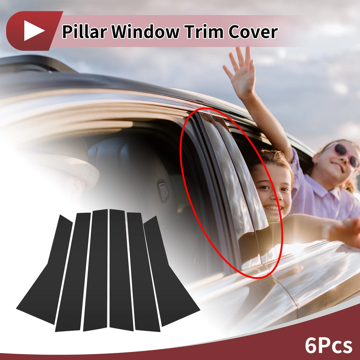 6 Pcs Car Door Pillar Window Trim for Honda CR-V (2012-2016) Black