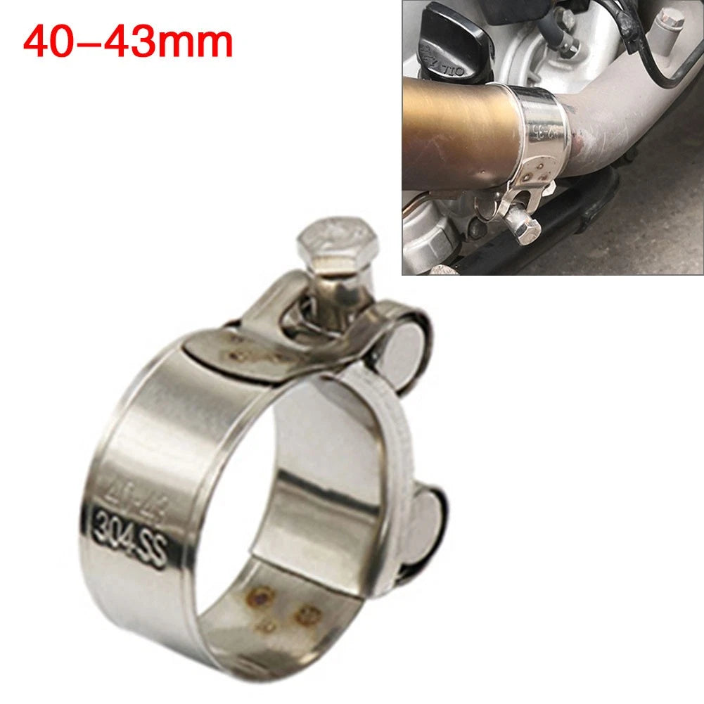 Stainless Steel Exhaust Pipe Clamp 40-43mm for Motorcycle (Fits Various Models)