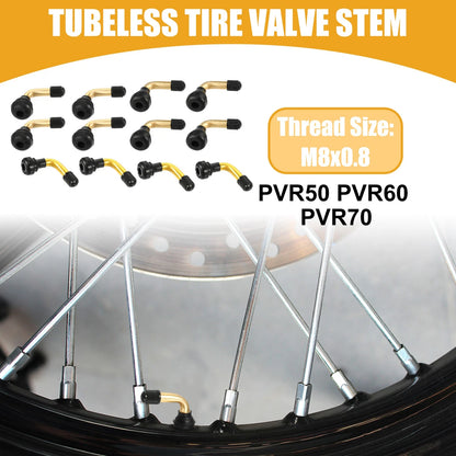 12 Pcs Tire Valve Stem Universal Gold Tone for Motorcycles