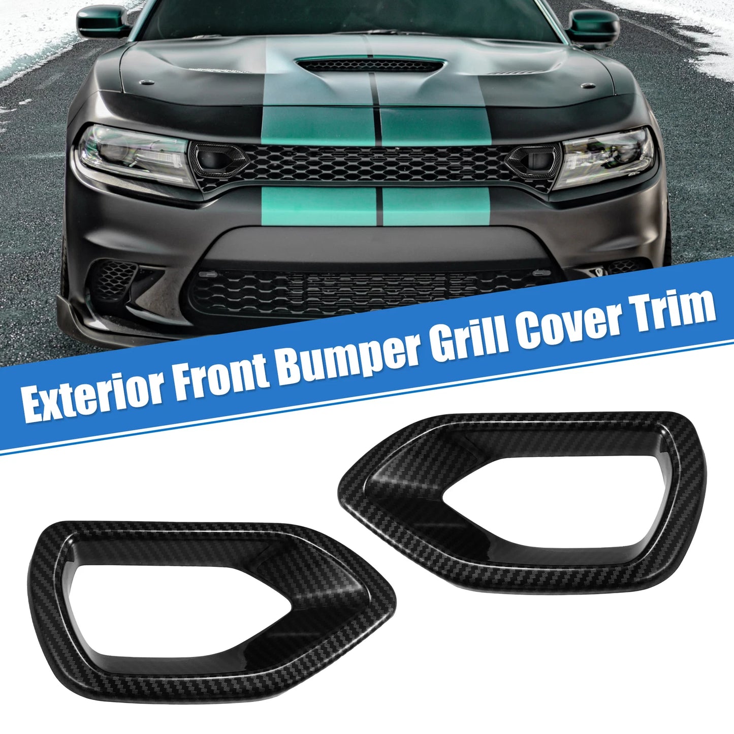 Exterior Front Bumper Center Grill Trim Cover for Dodge Charger R/T Scat Pack