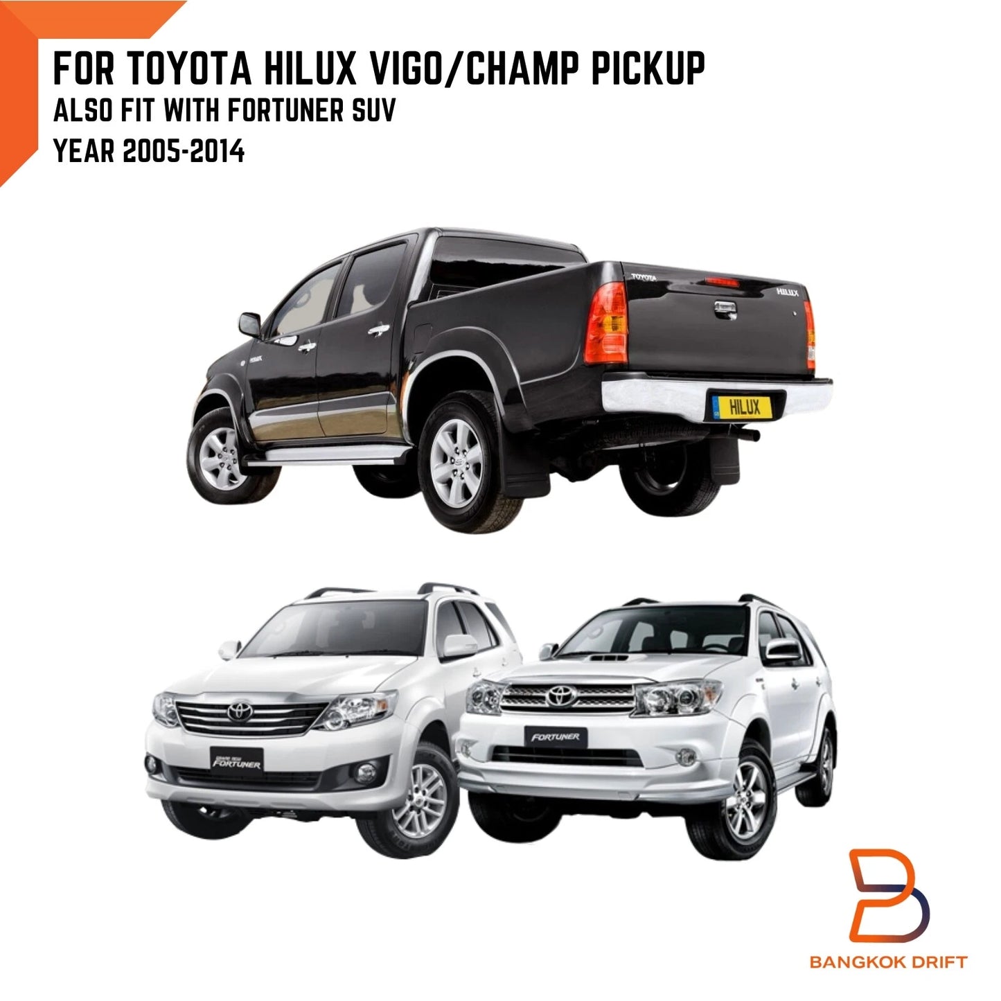 Black Rubber Front Mud Flap Splash Guard for Toyota Hilux Vigo Fortuner (05-14)