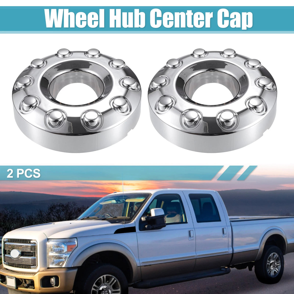 2 x Front Wheel Center Hub Caps Covers for Ford F450 F550 (2000-2023)
