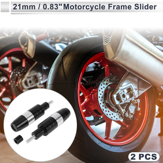 8mm Aluminum Alloy Motorcycle Slider Frame 2 x Pcs Silver Tone