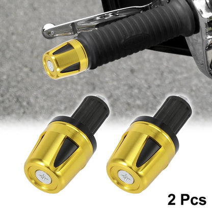 Pair 17mm Hand Grips End Caps Plug Gold Tone for Universal Motorcycle