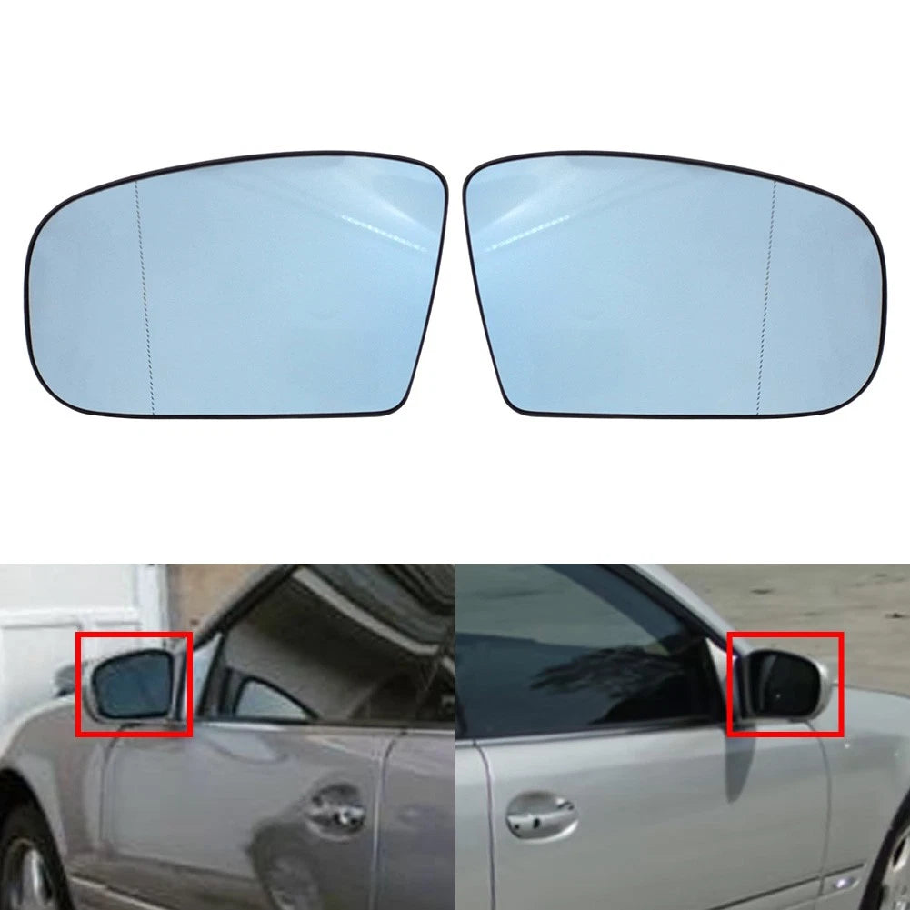 Blue Heated Side Mirror Glass with Plate for Mercedes CL500 (2000-2003)