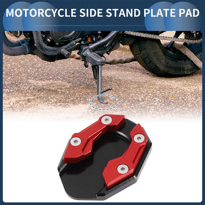 Side Stand Plate Pad with Wrench Aluminum Alloy Red 1 Set for Motorcycle