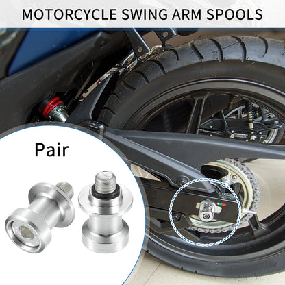 Pair / 10mm / CNC Swingarm Spool Slider Stand Silver Tone for Motorbike
