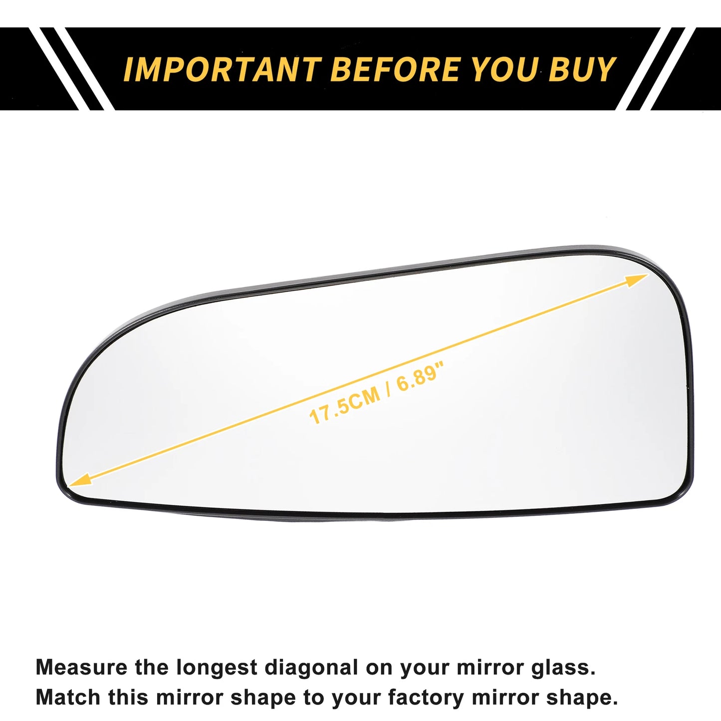 Right Mirror Glass Replacement for Dodge Ram 1500 (2010-2023)