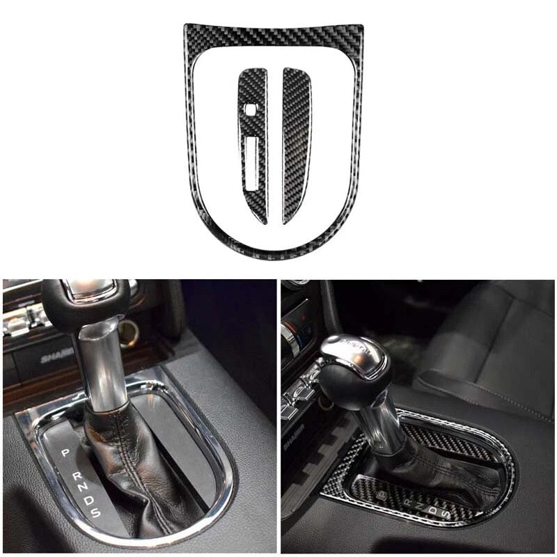 Carbon Fiber Interior Gear Shift Surround Cover Trim For Ford Mustang 2014-2019