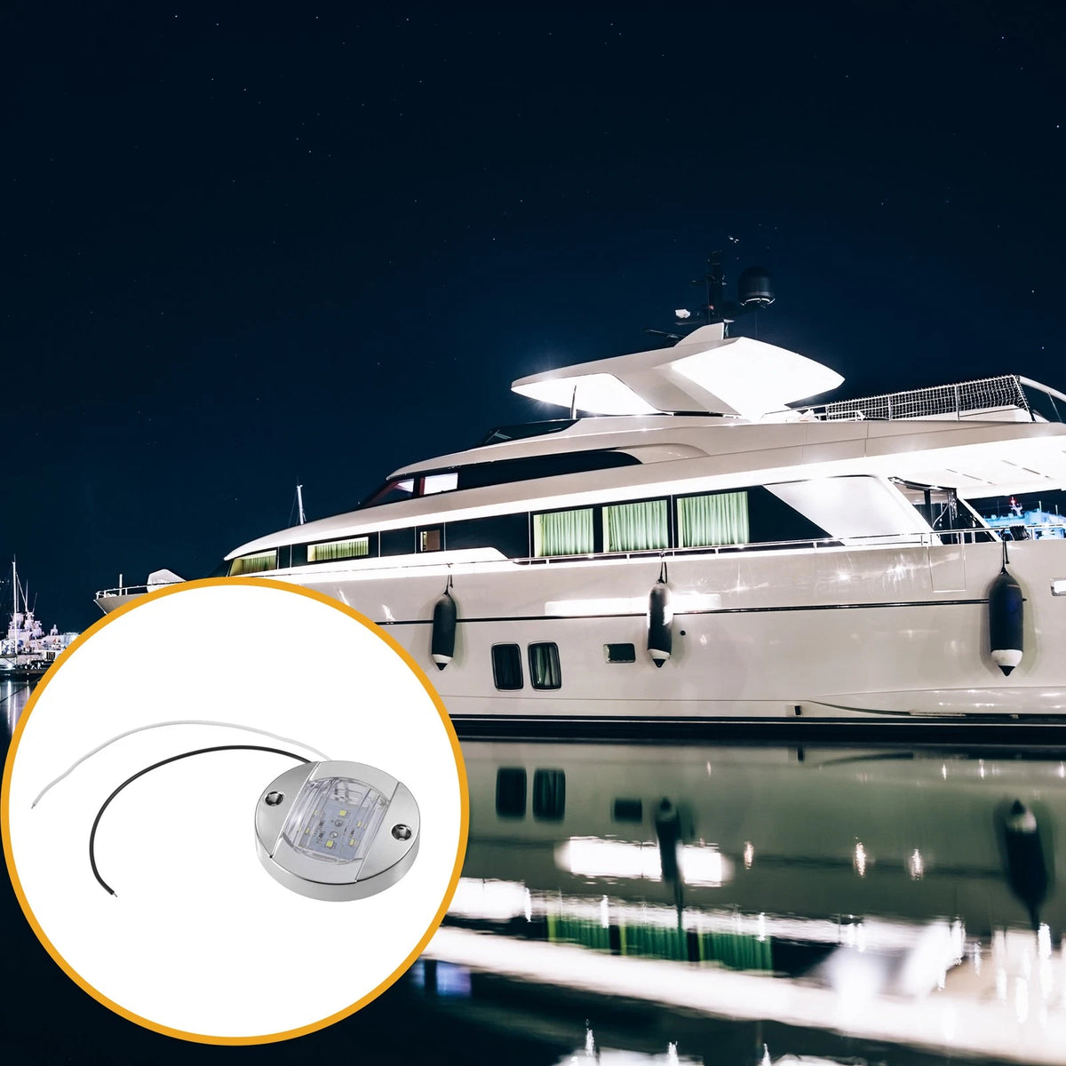 6 x Universal Interior Round Marine Boat Light with 6 LEDs for Boat White