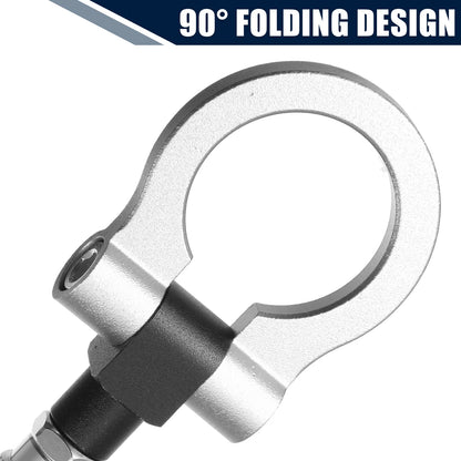 Silver Tone Round Bumper Tow Hook Eye Ring Screw for Mazda 3 (2004-2013)