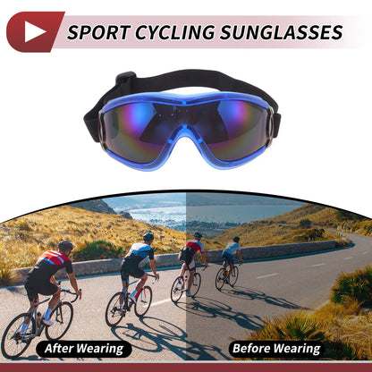 Goggles for Motorcycle Colorful Lens Blue Frame PC PU Sunglasses