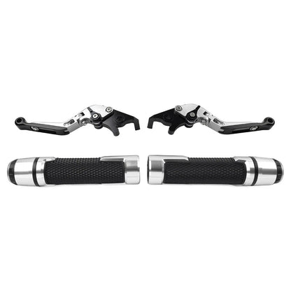 Silver Extendable Brake Clutch Levers & Handlebar Grips for BMW C650GT (2012-2018)