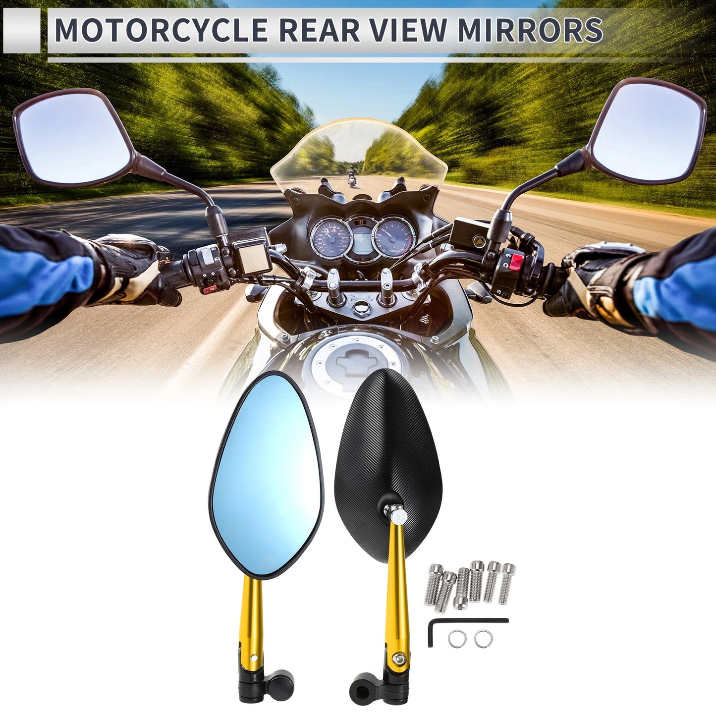 M8/M10 Rear View Mirror Handlebar Mirror for Motorcycle