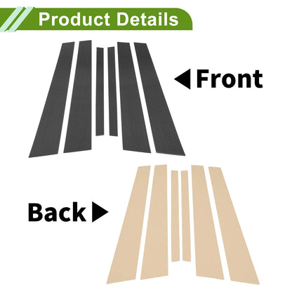 6 Pcs Door Pillar Window Trim for BMW 7-Series (2002-2008) Carbon Fiber Black