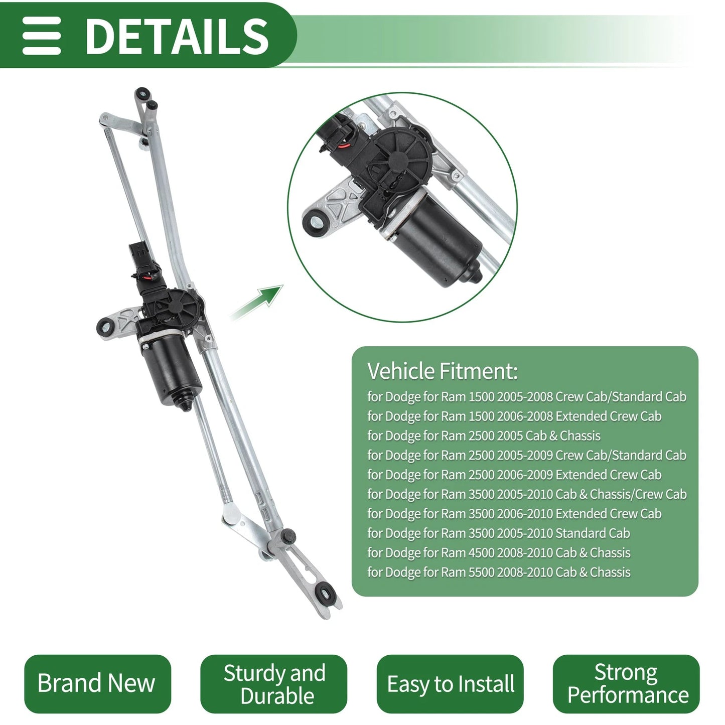 Front Windshield Wiper Motor Linkage Assembly for Dodge Ram 1500