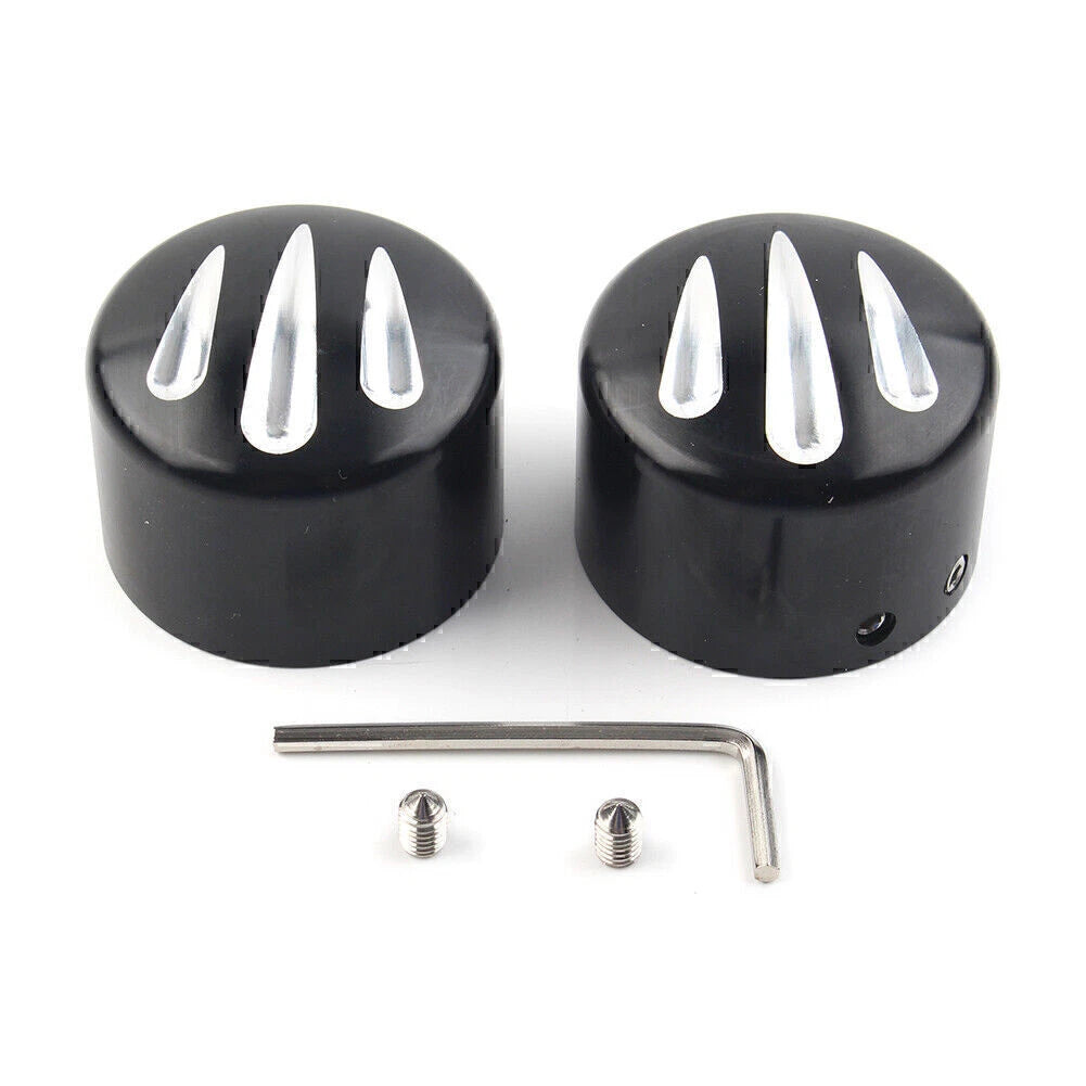 Black  Front Cut Axle Nut Cap Covers for Harley Softail Touring