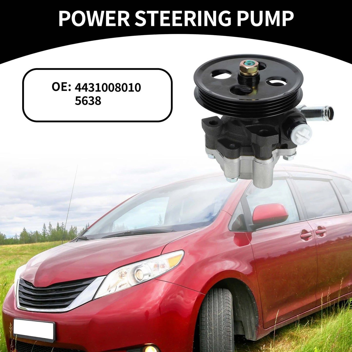 Power Steering Pump with Pulley for Toyota Sienna (2004-2006)
