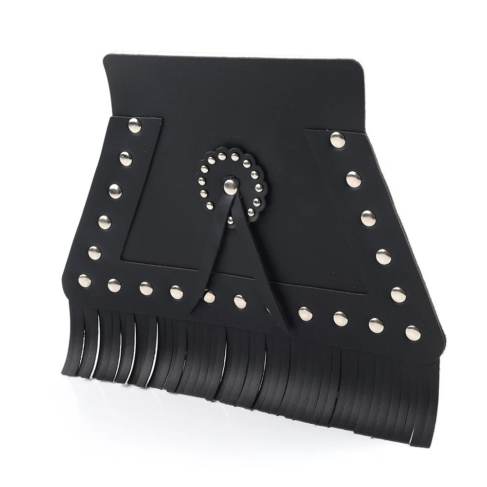 PU Leather Rear Fender Mud Flap Cover with Fringe for Harley
