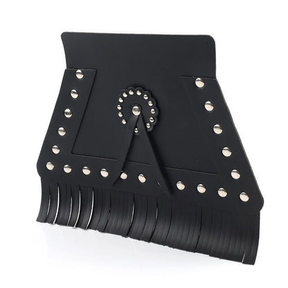 PU Leather Rear Fender Mud Flap Cover with Fringe for Harley