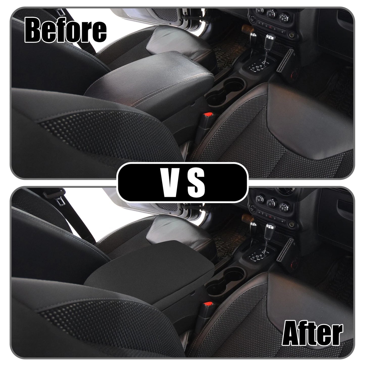 Center Console Lid Armrest Cover for JEEP Wrangler 2011-2018 Neoprene Black