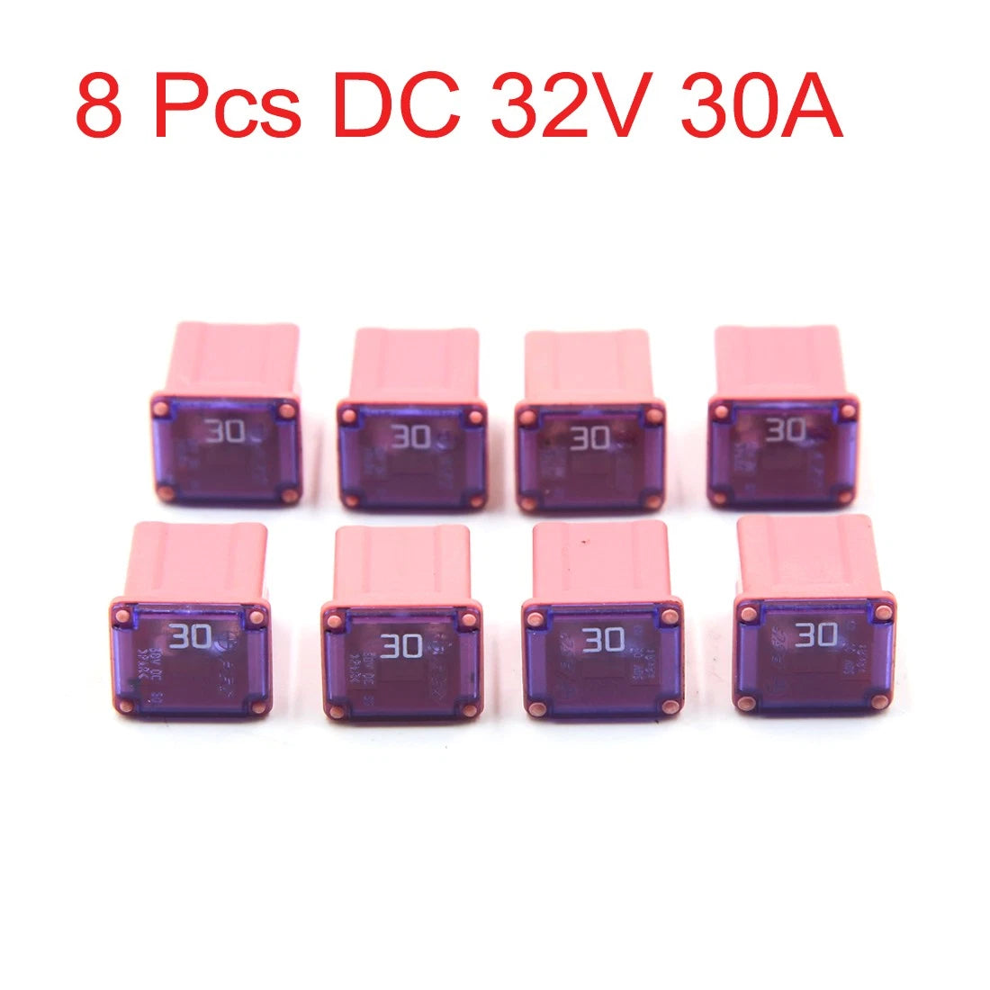 8 Pcs Pink Plastic Push-in Female MINI Fuse 30A for Car (DC 32V)