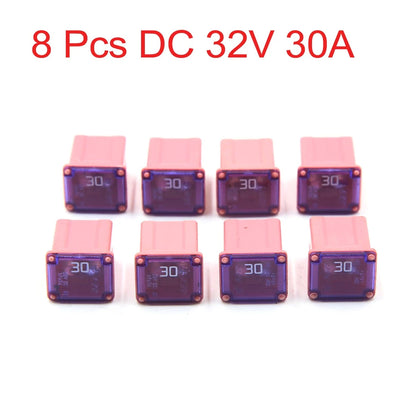 8 Pcs Pink Plastic Push-in Female MINI Fuse 30A for Car (DC 32V)