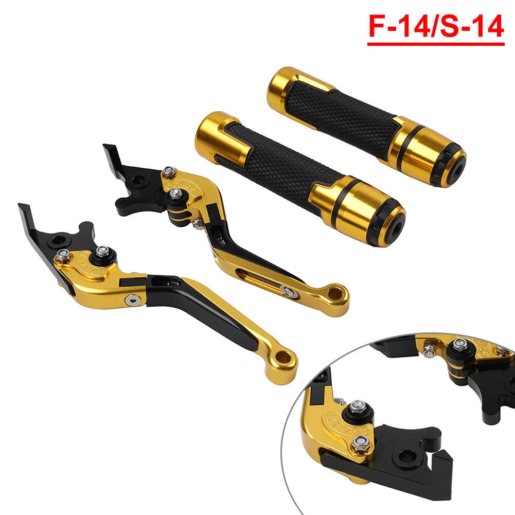 Gold Extendable Brake Clutch Levers & Handlebar Grips for Suzuki DL1000 (2002-2023)