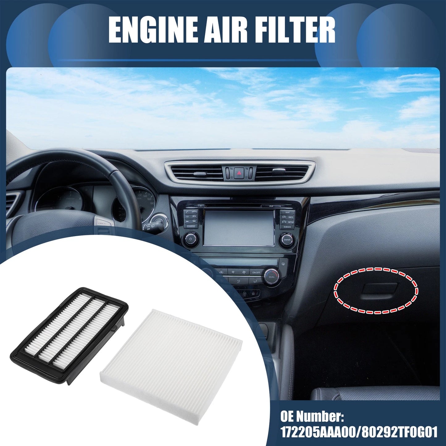 Engine Air Filter 1 Set for Honda Civic CR-V 1.5L (2016-2021)